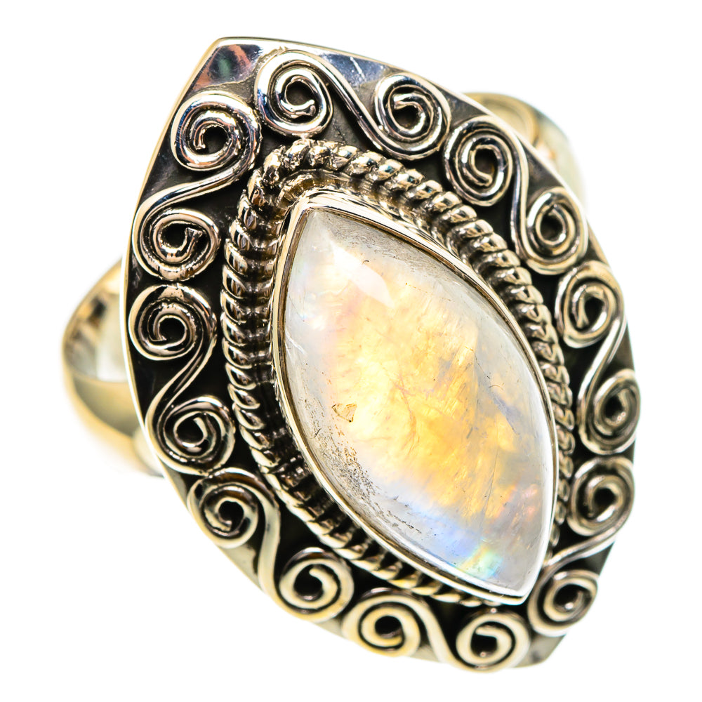 Rainbow Moonstone Rings handcrafted by Ana Silver Co - RING86041