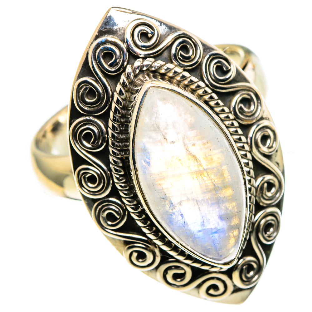 Rainbow Moonstone Rings handcrafted by Ana Silver Co - RING86334