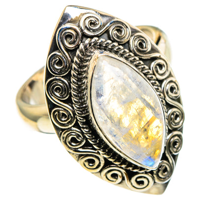 Rainbow Moonstone Rings handcrafted by Ana Silver Co - RING86367