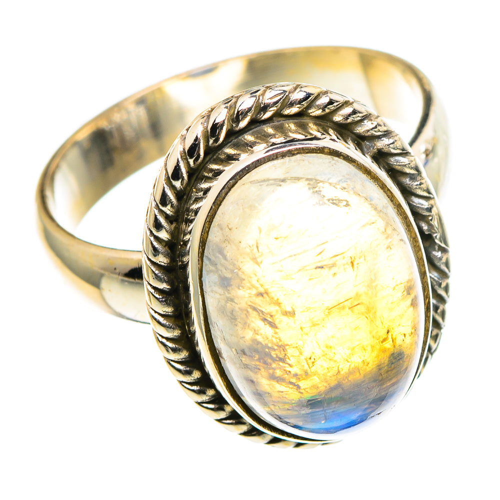 Rainbow Moonstone Rings handcrafted by Ana Silver Co - RING86473