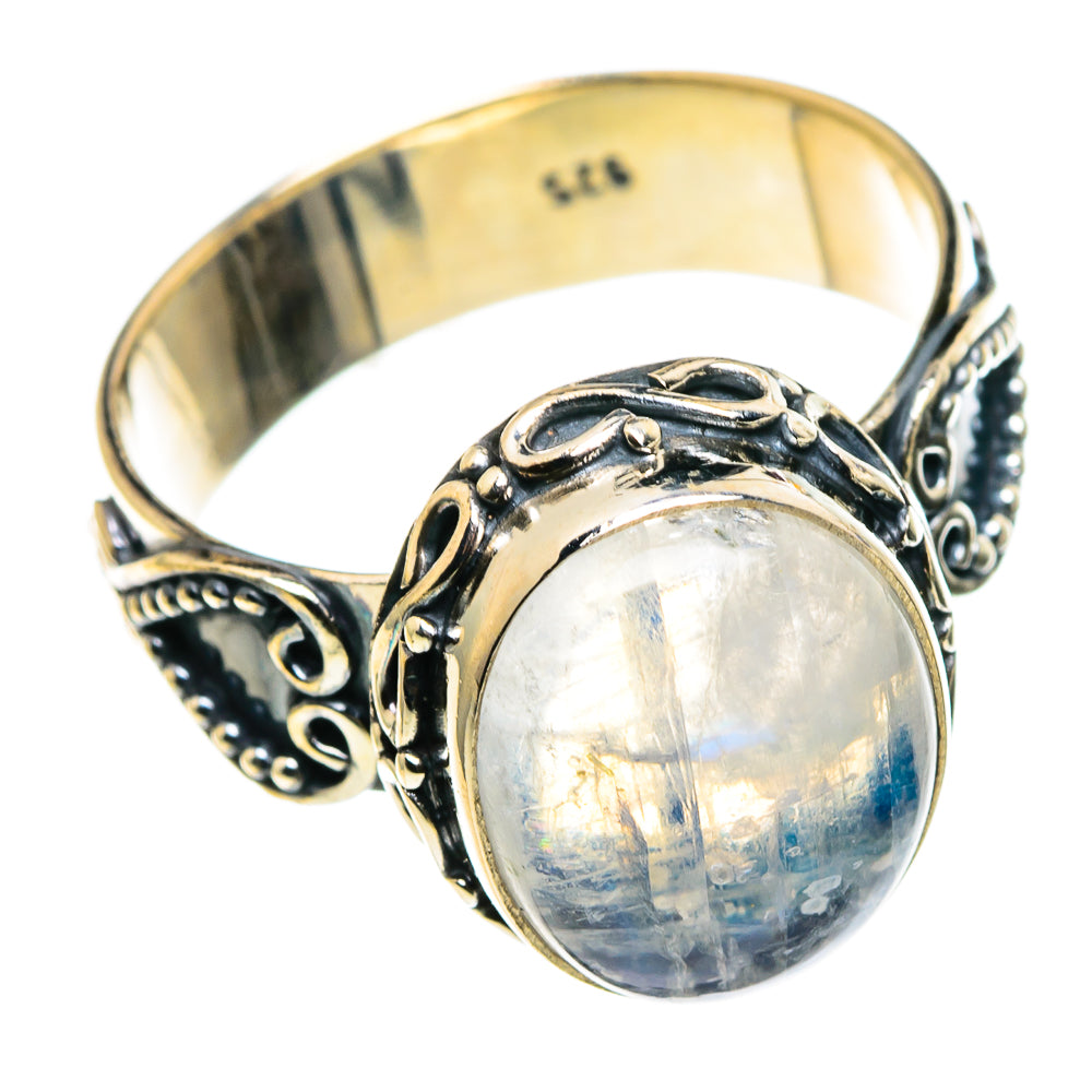 Rainbow Moonstone Rings handcrafted by Ana Silver Co - RING86507