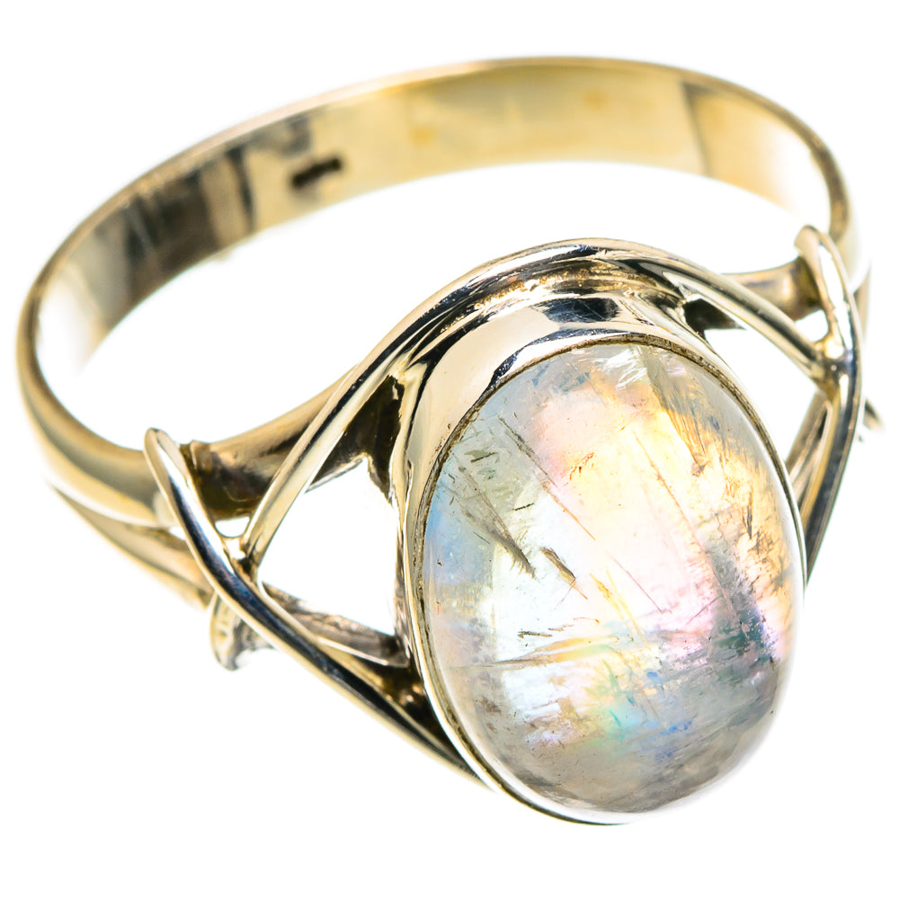 Rainbow Moonstone Rings handcrafted by Ana Silver Co - RING86540