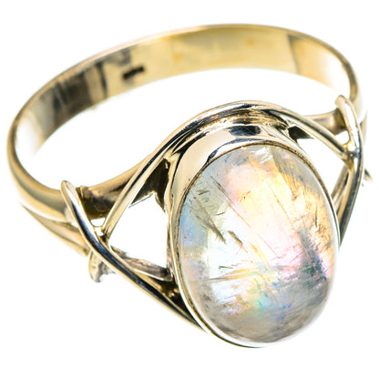 Rainbow Moonstone Rings handcrafted by Ana Silver Co - RING86540