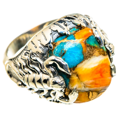 Blue Orange Copper Composite Turquoise Rings handcrafted by Ana Silver Co - RING86645
