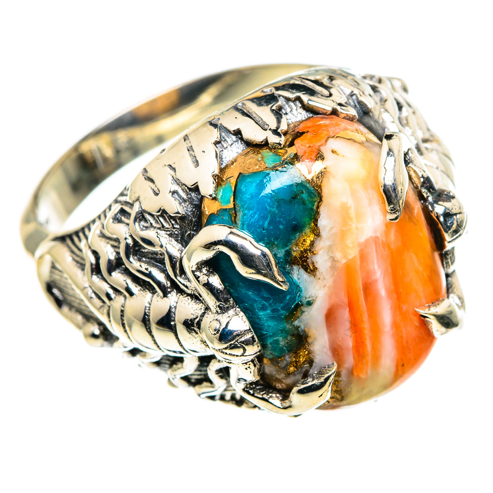 Blue Orange Copper Composite Turquoise Rings handcrafted by Ana Silver Co - RING86679