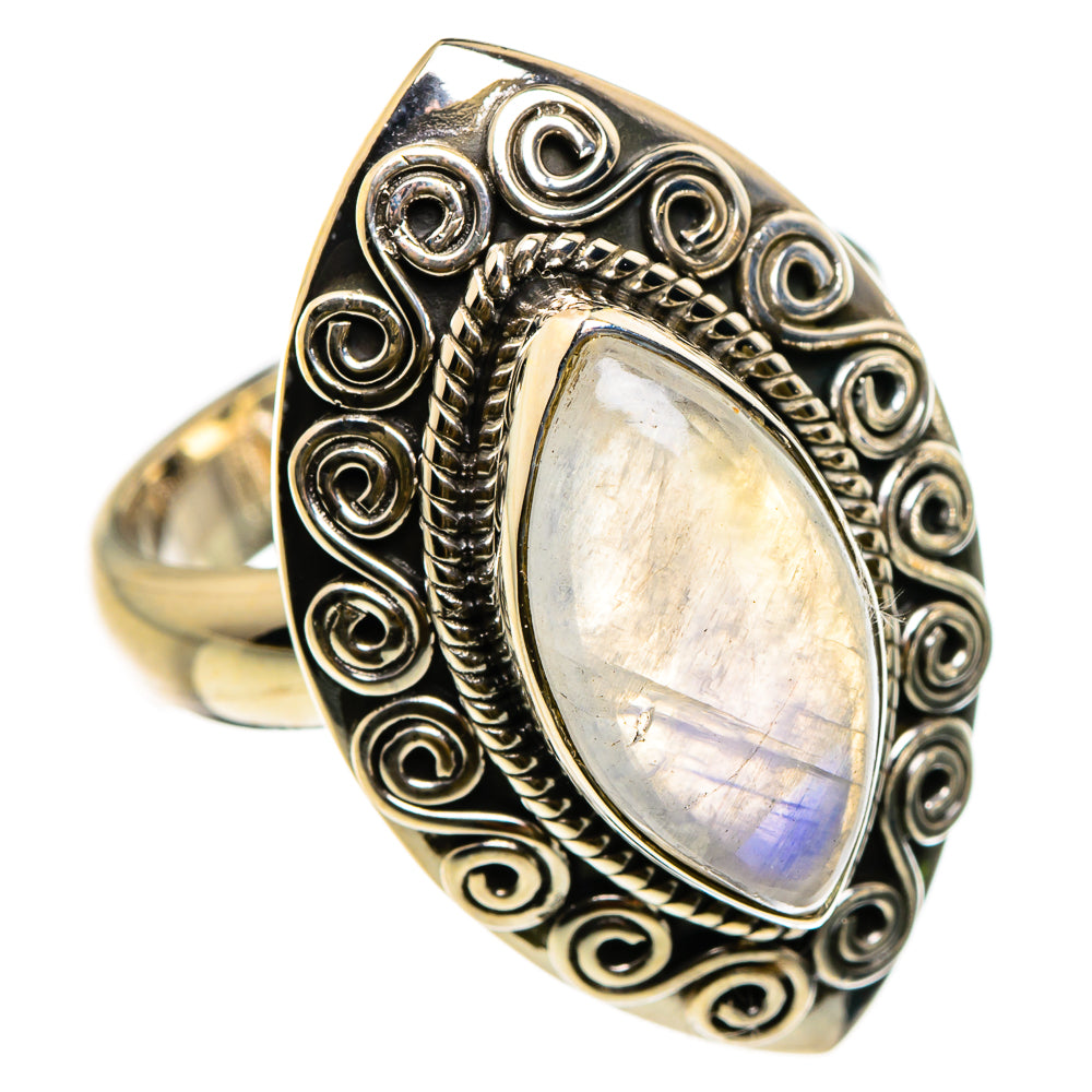 Rainbow Moonstone Rings handcrafted by Ana Silver Co - RING86913