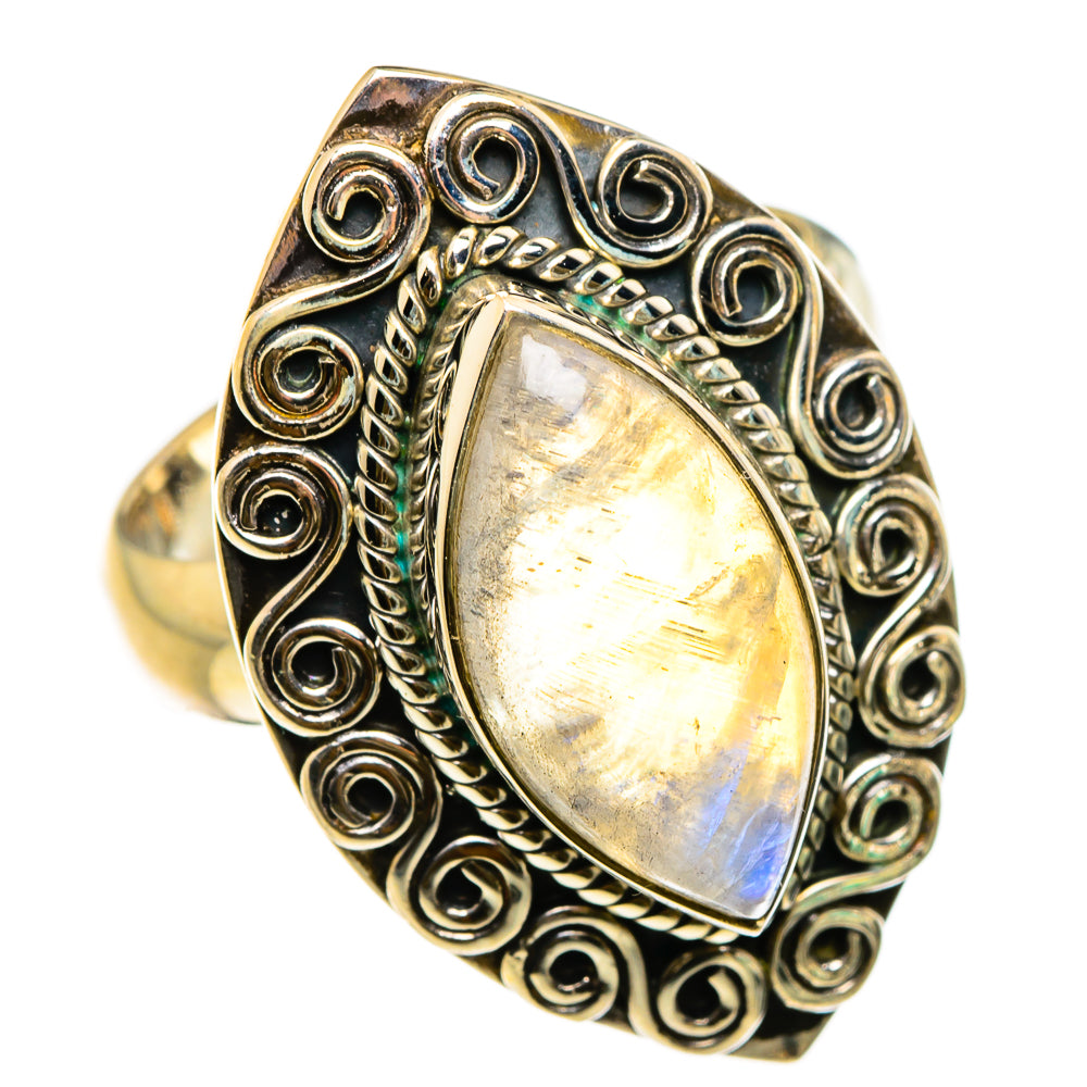 Rainbow Moonstone Rings handcrafted by Ana Silver Co - RING86955