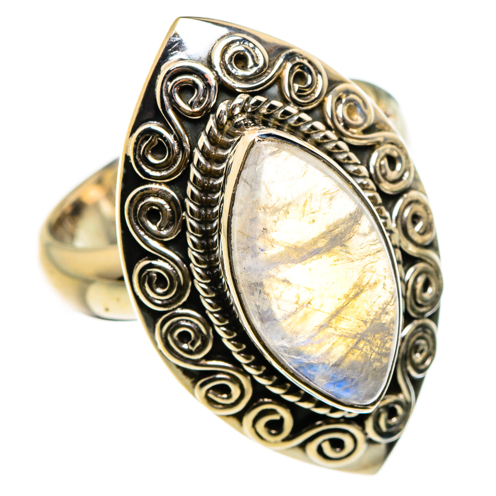 Rainbow Moonstone Rings handcrafted by Ana Silver Co - RING86997