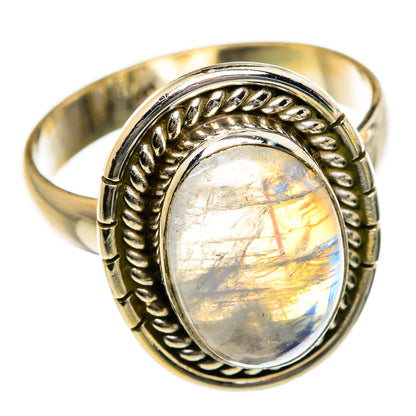 Rainbow Moonstone Rings handcrafted by Ana Silver Co - RING87028