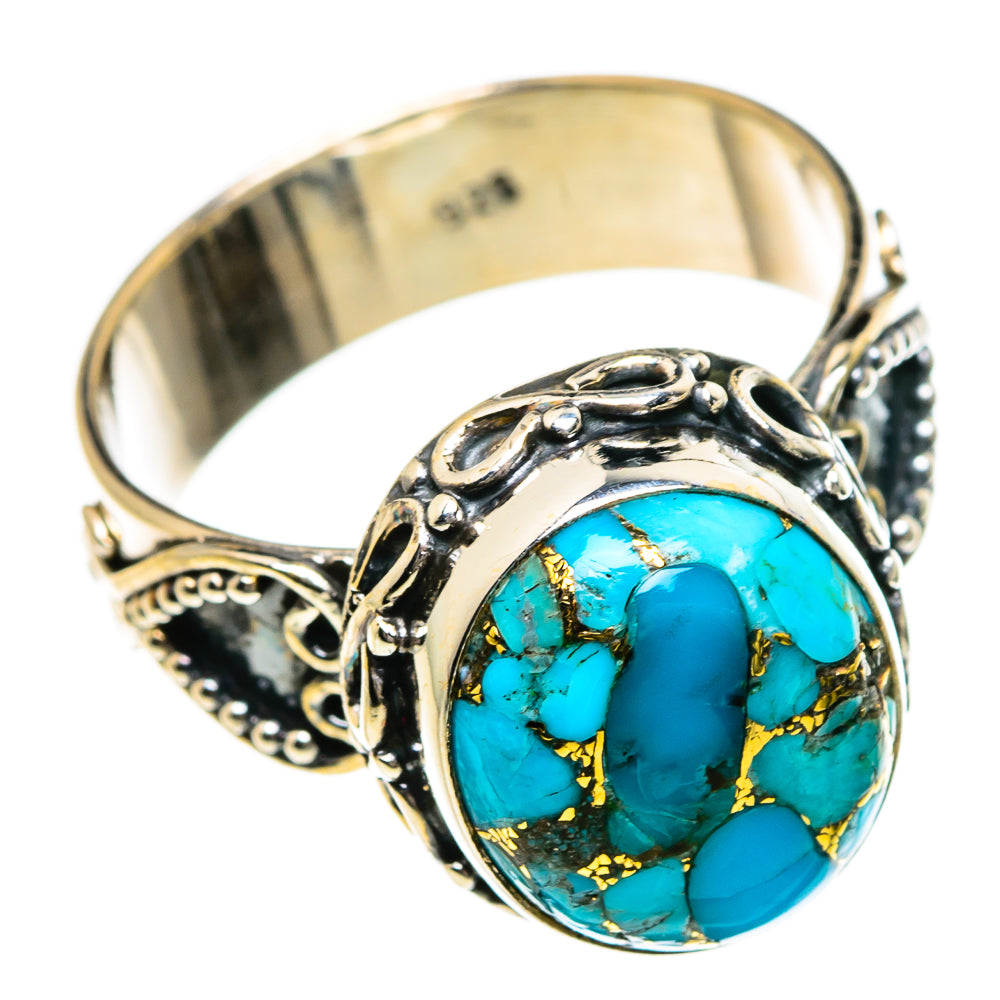 Blue Copper Composite Turquoise Rings handcrafted by Ana Silver Co - RING87220