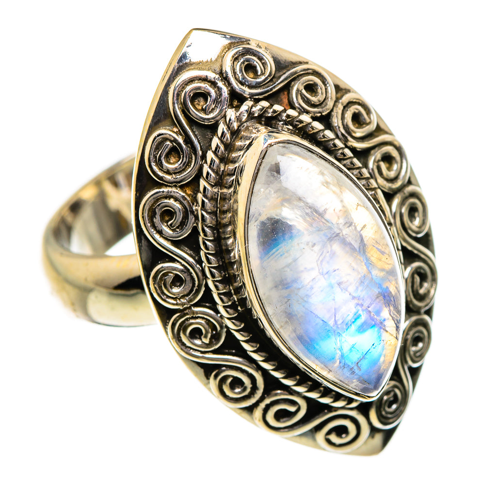 Rainbow Moonstone Rings handcrafted by Ana Silver Co - RING87298