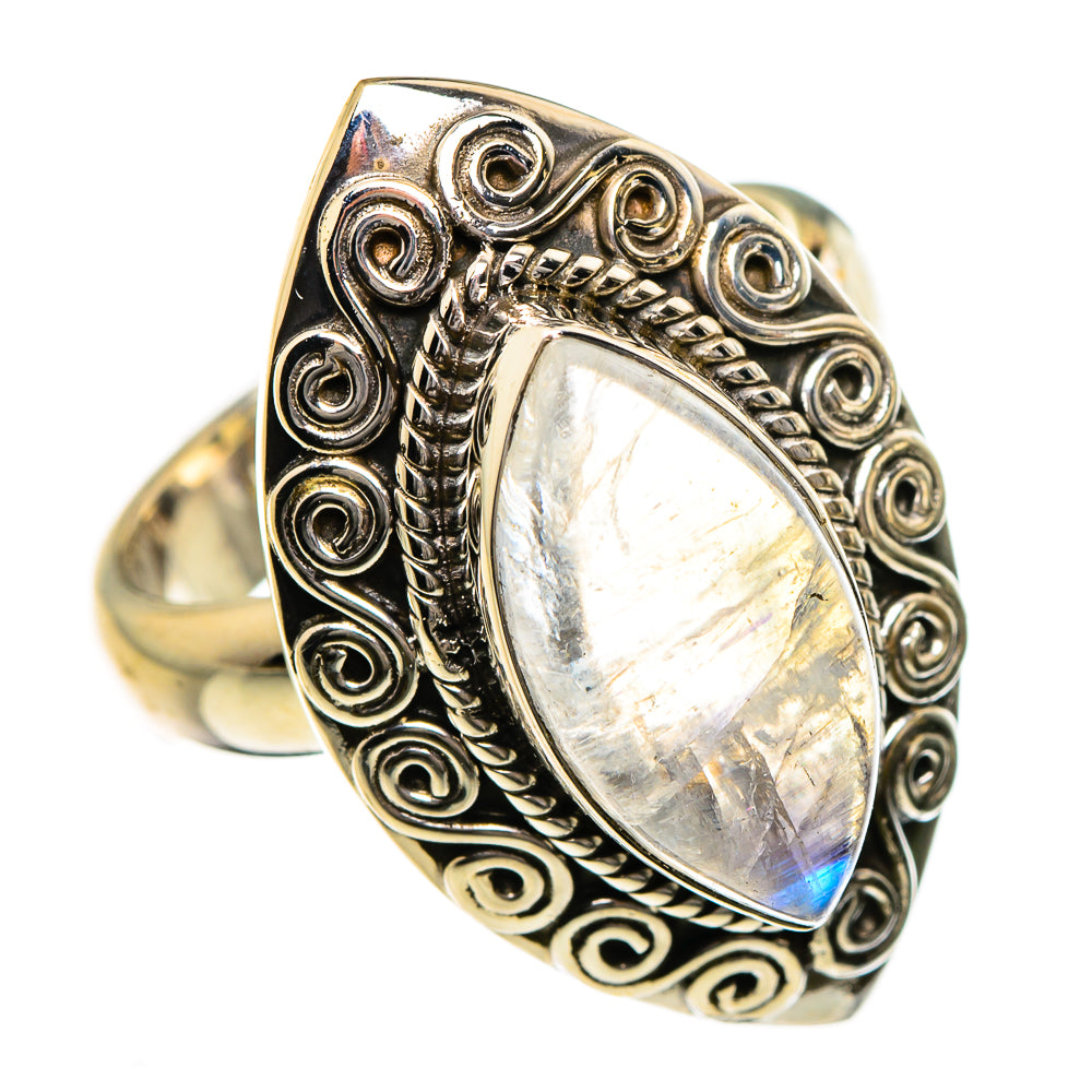 Rainbow Moonstone Rings handcrafted by Ana Silver Co - RING87345