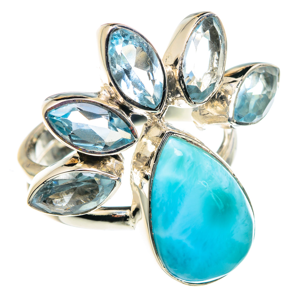 Larimar, Blue Topaz Rings handcrafted by Ana Silver Co - RING87361