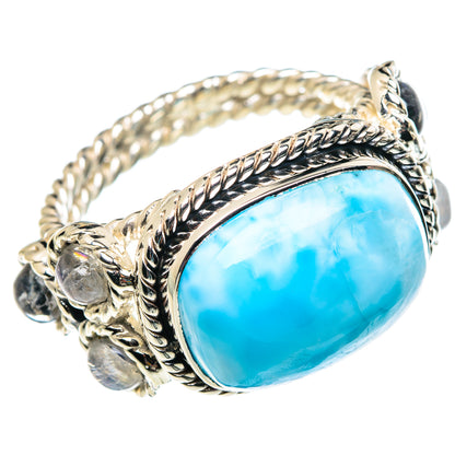 Larimar, Rainbow Moonstone Rings handcrafted by Ana Silver Co - RING87373