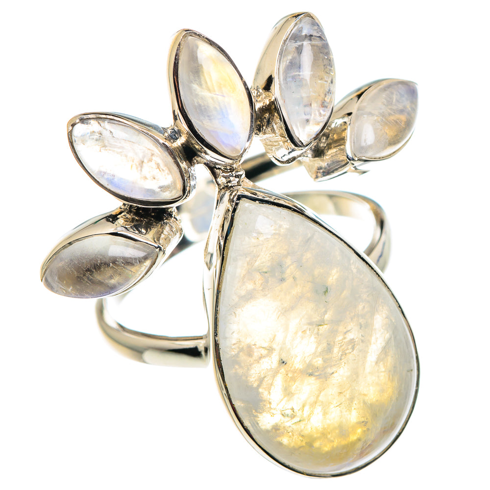 Rainbow Moonstone Rings handcrafted by Ana Silver Co - RING87387