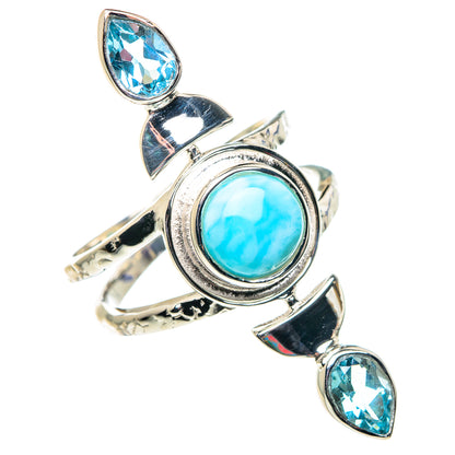 Larimar, Blue Topaz Rings handcrafted by Ana Silver Co - RING87394