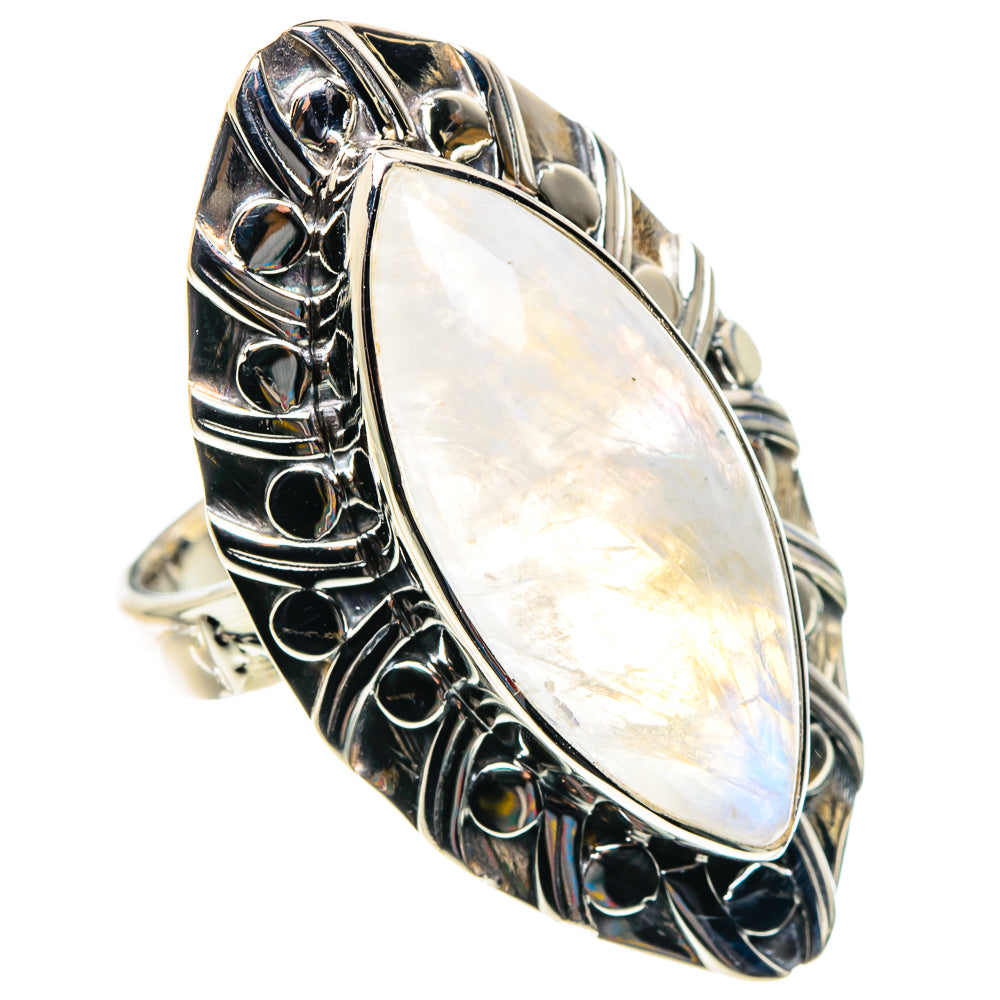 Rainbow Moonstone Rings handcrafted by Ana Silver Co - RING87409