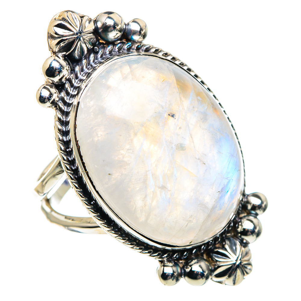 Rainbow Moonstone Rings handcrafted by Ana Silver Co - RING87410