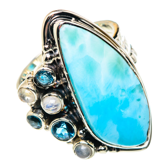 Larimar, Rainbow Moonstone, Blue Quartz Rings handcrafted by Ana Silver Co - RING87419