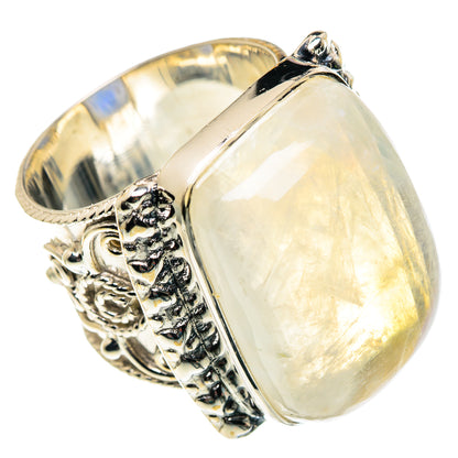 Rainbow Moonstone Rings handcrafted by Ana Silver Co - RING87432