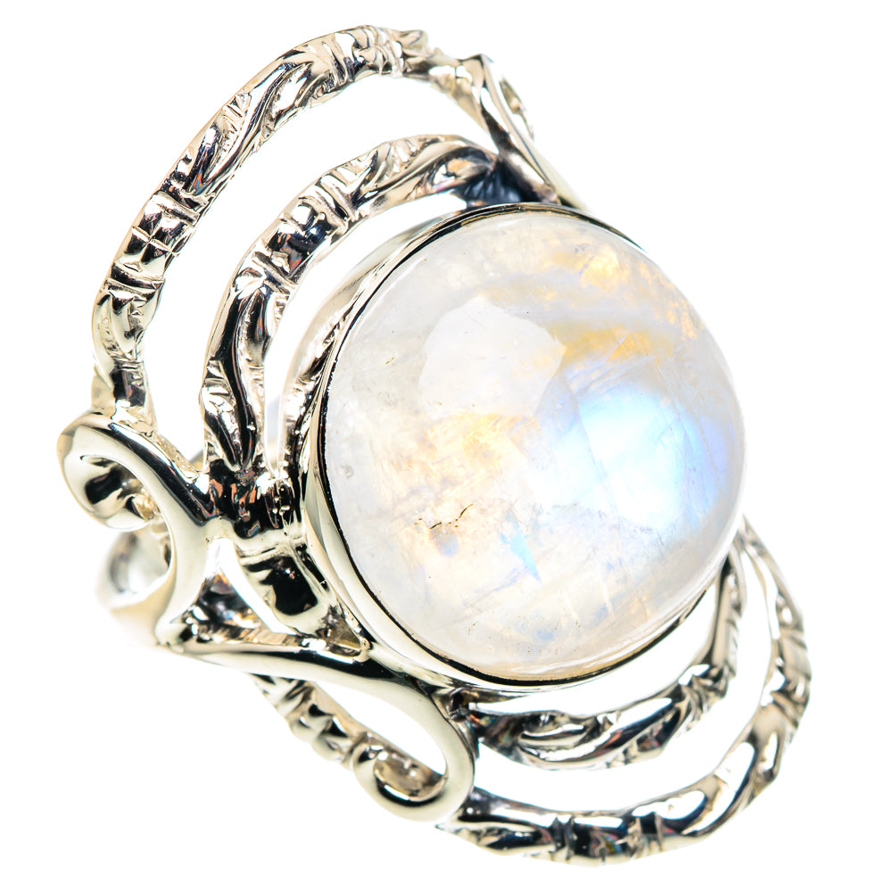 Rainbow Moonstone Rings handcrafted by Ana Silver Co - RING87433