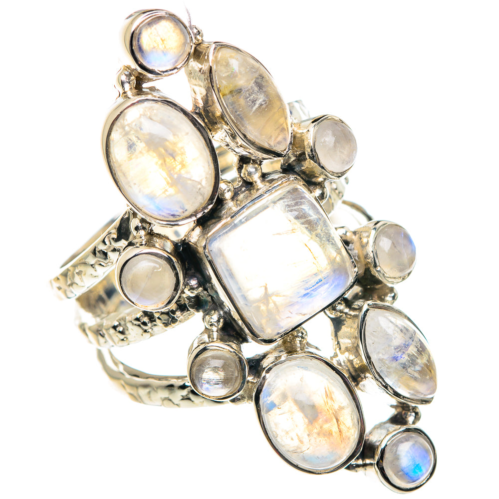 Rainbow Moonstone Rings handcrafted by Ana Silver Co - RING87435