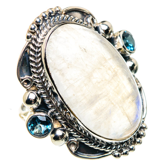 Rainbow Moonstone, Blue Quartz Rings handcrafted by Ana Silver Co - RING87436