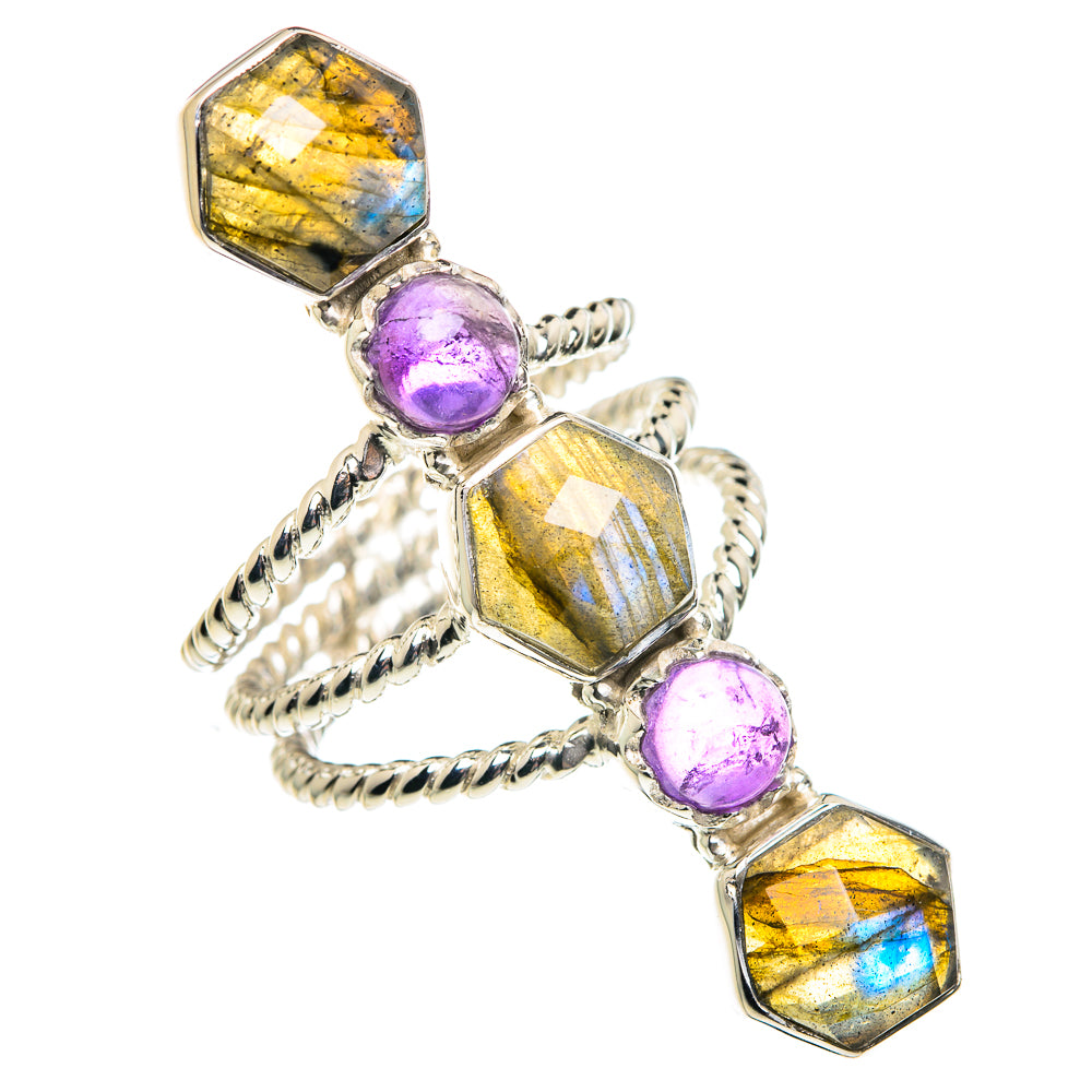 Labradorite, Amethyst Rings handcrafted by Ana Silver Co - RING87439