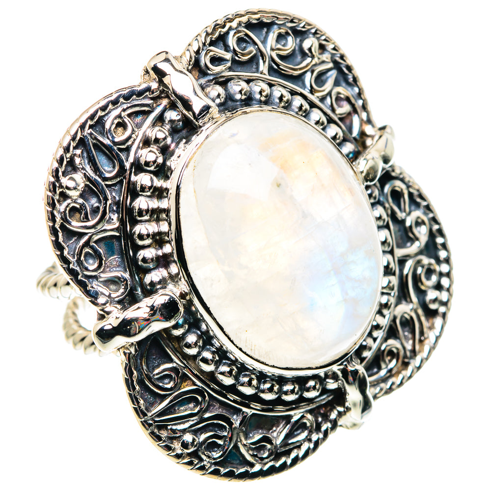 Rainbow Moonstone Rings handcrafted by Ana Silver Co - RING87455