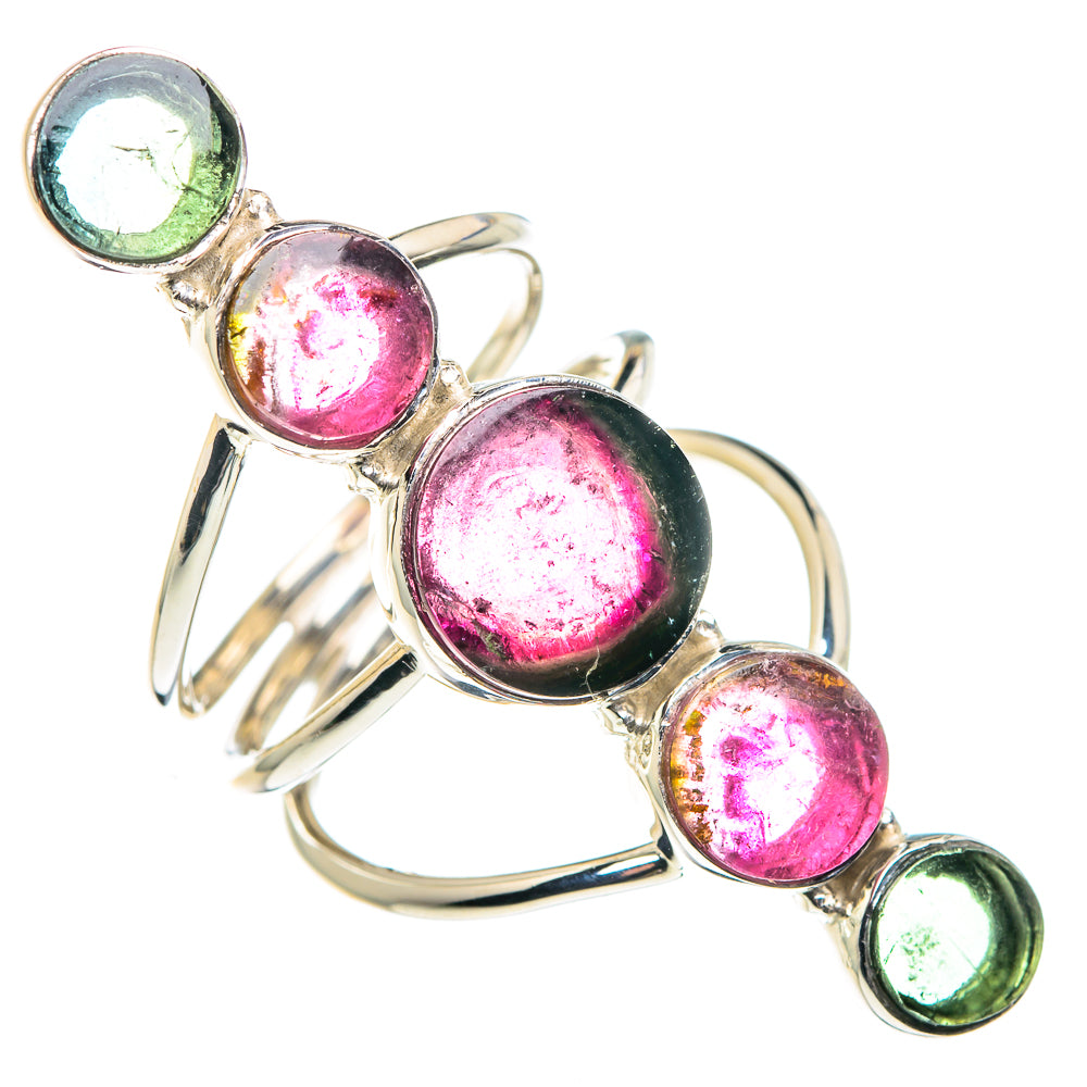Pink Tourmaline, Green Tourmaline Rings handcrafted by Ana Silver Co - RING87460