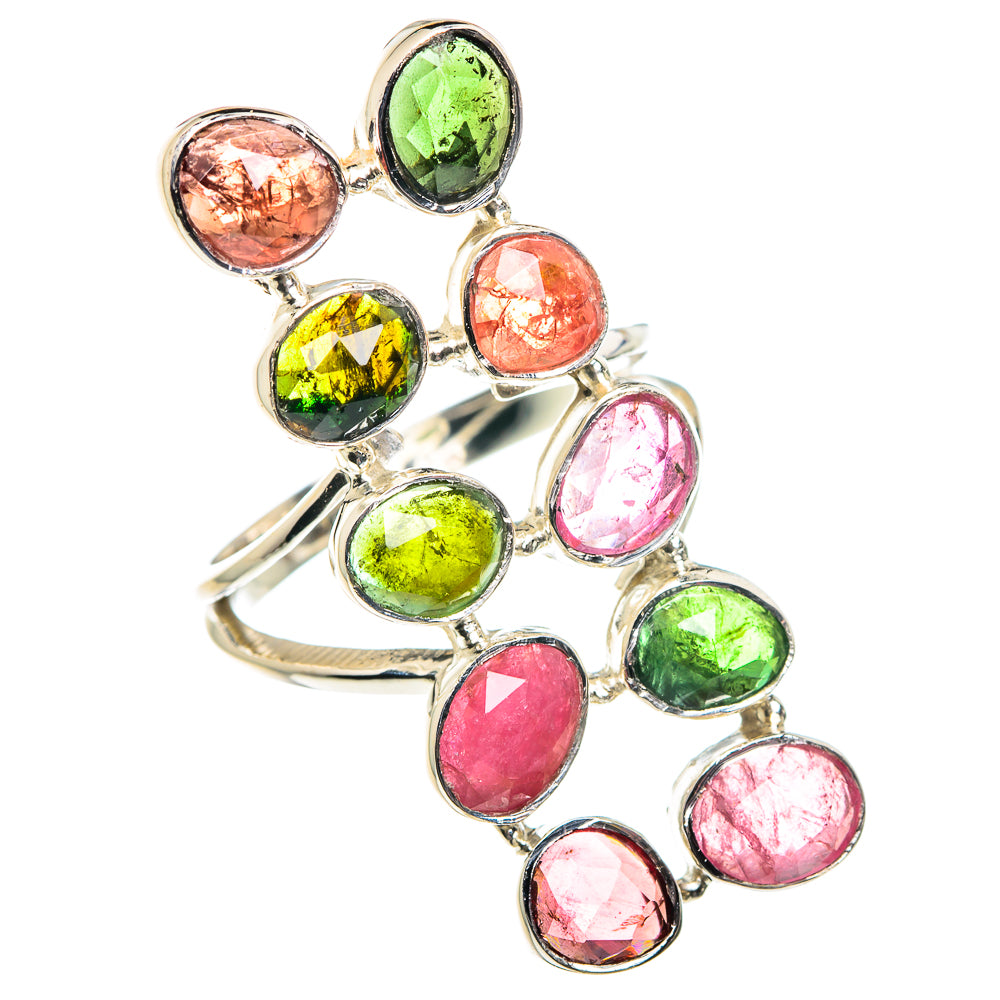 Pink Tourmaline, Green Tourmaline Rings handcrafted by Ana Silver Co - RING87461