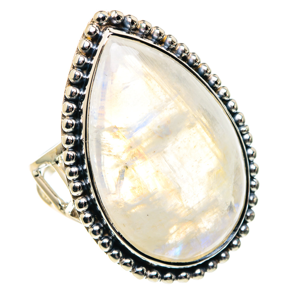 Rainbow Moonstone Rings handcrafted by Ana Silver Co - RING87477