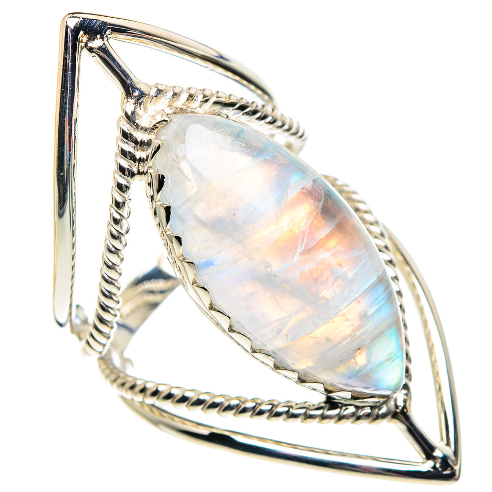 Rainbow Moonstone Rings handcrafted by Ana Silver Co - RING87478