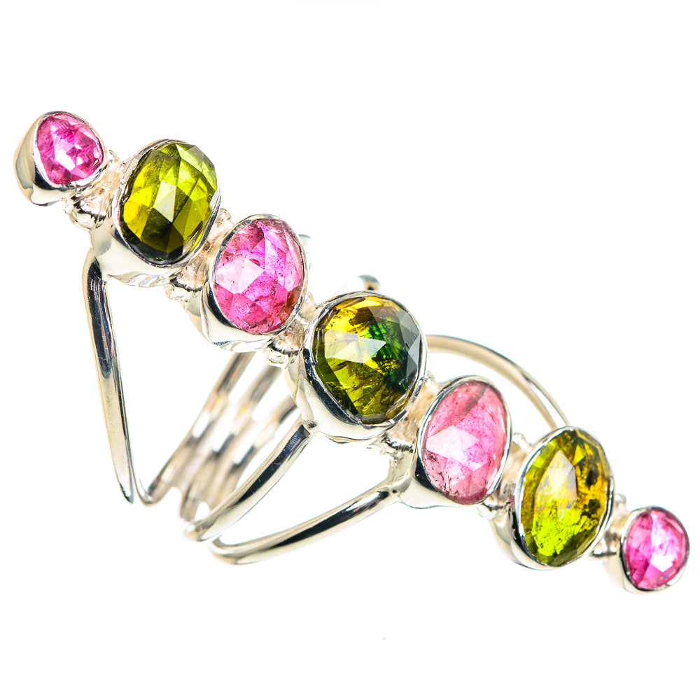 Pink Tourmaline, Green Tourmaline Rings handcrafted by Ana Silver Co - RING87480