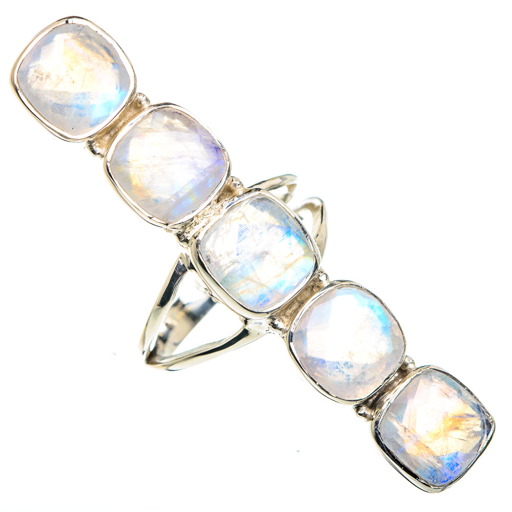Rainbow Moonstone Rings handcrafted by Ana Silver Co - RING87495