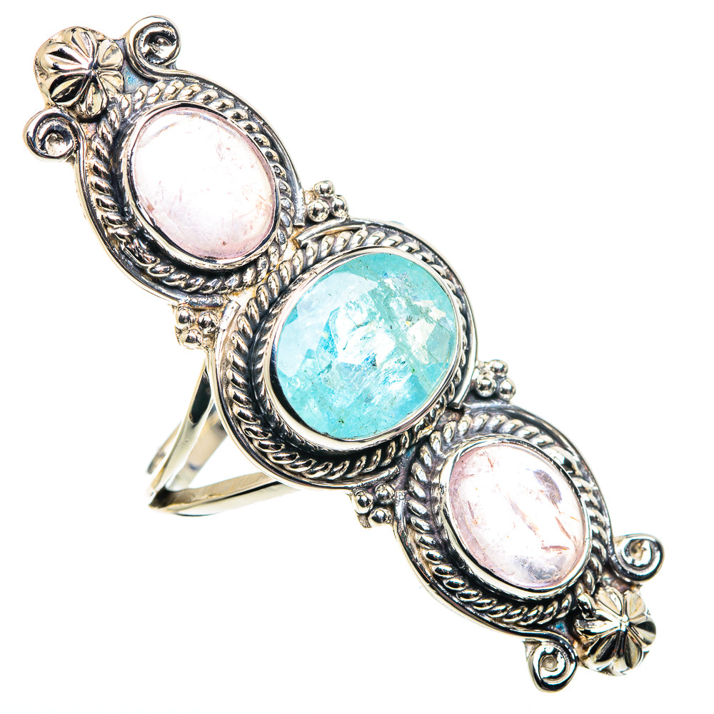 Aquamarine, Pink Tourmaline Rings handcrafted by Ana Silver Co - RING87498