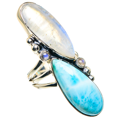 Larimar, Rainbow Moonstone Rings handcrafted by Ana Silver Co - RING87500