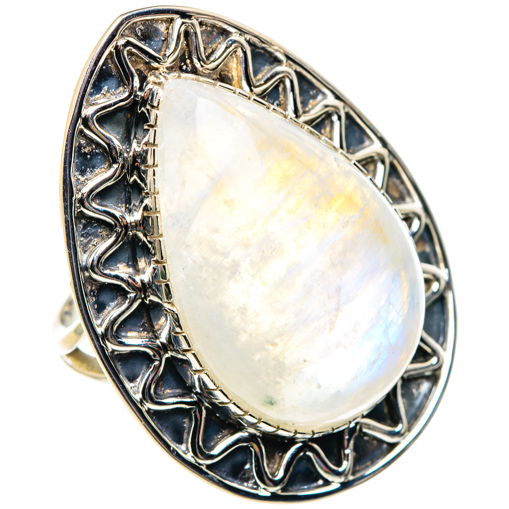 Rainbow Moonstone Rings handcrafted by Ana Silver Co - RING87508