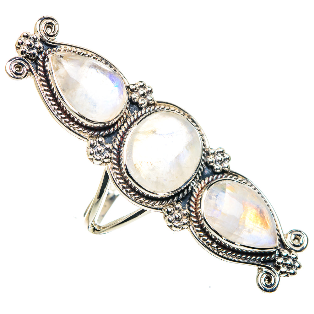 Rainbow Moonstone Rings handcrafted by Ana Silver Co - RING87511