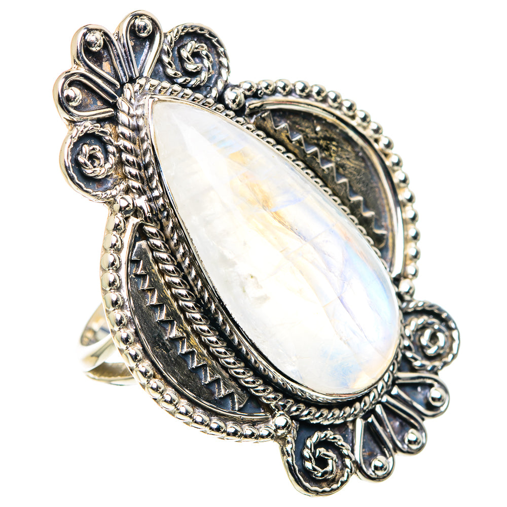 Rainbow Moonstone Rings handcrafted by Ana Silver Co - RING87520