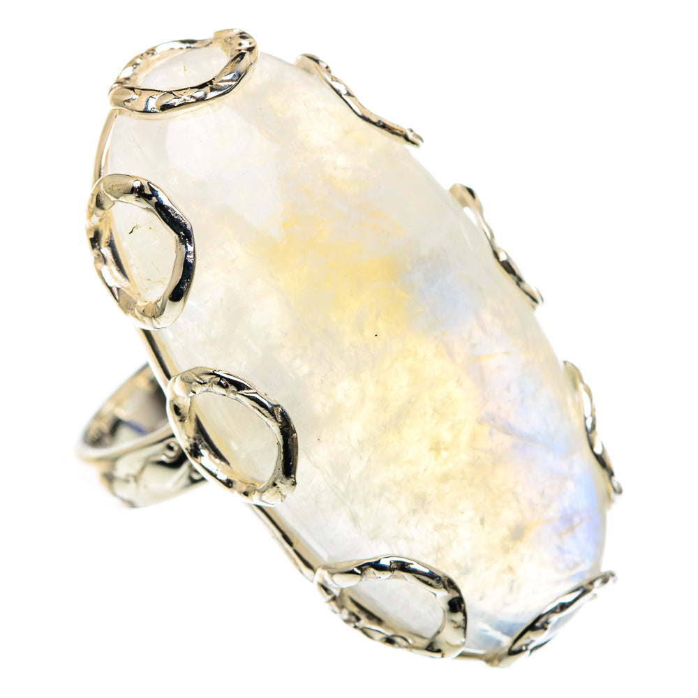 Rainbow Moonstone Rings handcrafted by Ana Silver Co - RING87523