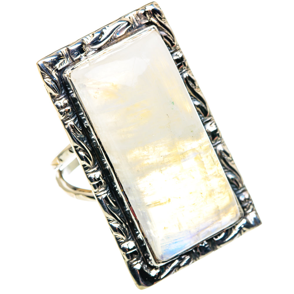 Rainbow Moonstone Rings handcrafted by Ana Silver Co - RING87525