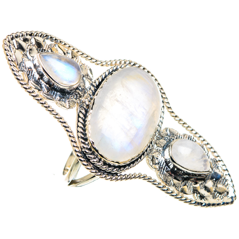 Rainbow Moonstone Rings handcrafted by Ana Silver Co - RING87526