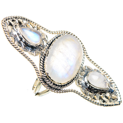 Rainbow Moonstone Rings handcrafted by Ana Silver Co - RING87526