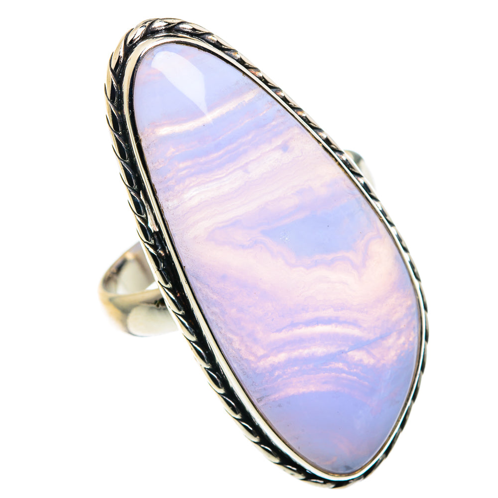 Blue Lace Agate Rings handcrafted by Ana Silver Co - RING87606