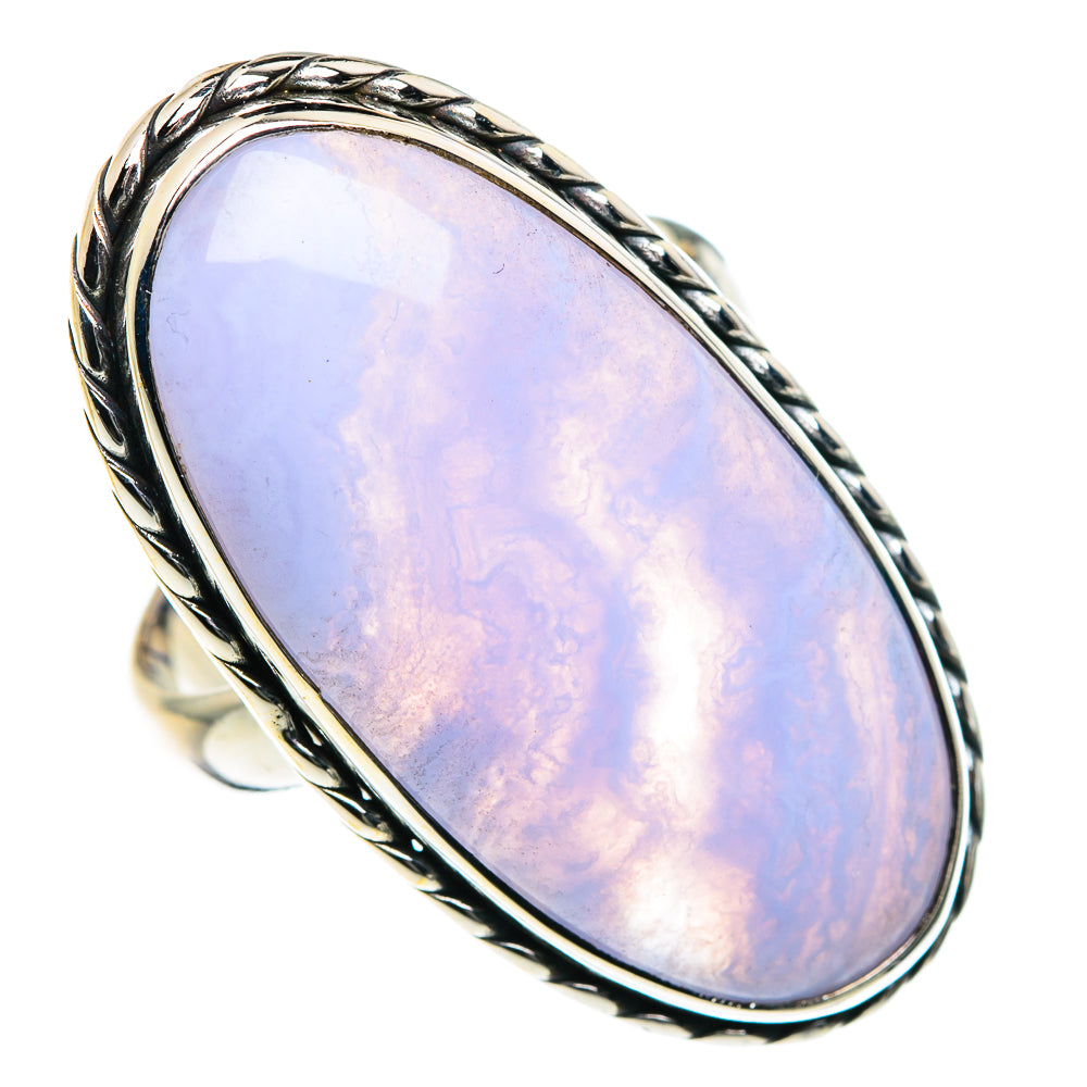 Blue Lace Agate Rings handcrafted by Ana Silver Co - RING87608