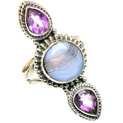 Blue Lace Agate Rings handcrafted by Ana Silver Co - RING87665
