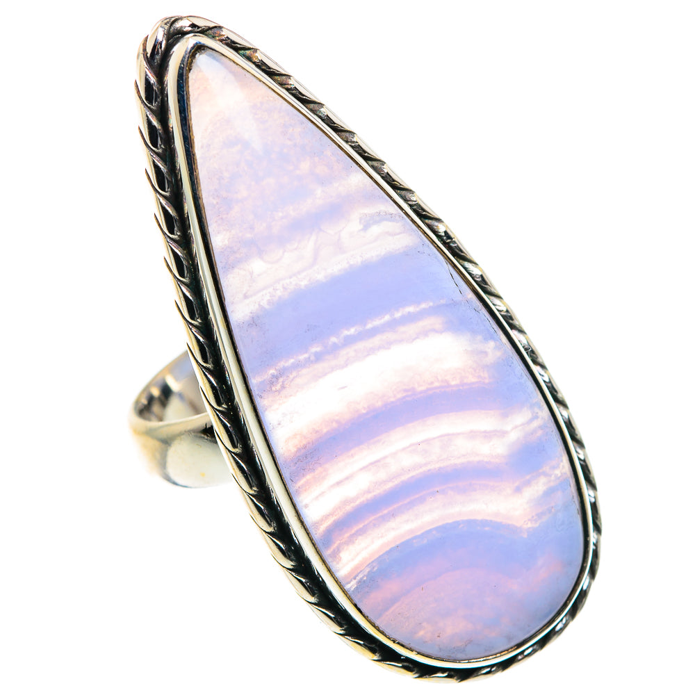 Blue Lace Agate Rings handcrafted by Ana Silver Co - RING87672