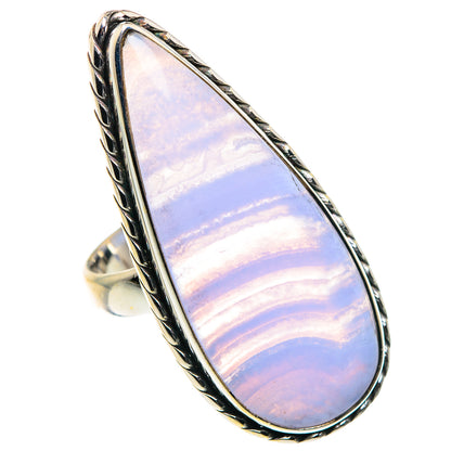 Blue Lace Agate Rings handcrafted by Ana Silver Co - RING87672