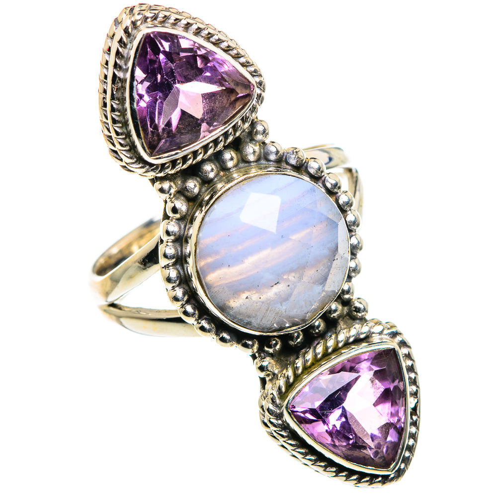 Blue Lace Agate Rings handcrafted by Ana Silver Co - RING87682
